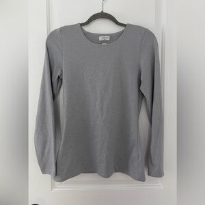 Aritzia Original Contour Crew Hip Length Long Sleeve Top in Light Gray